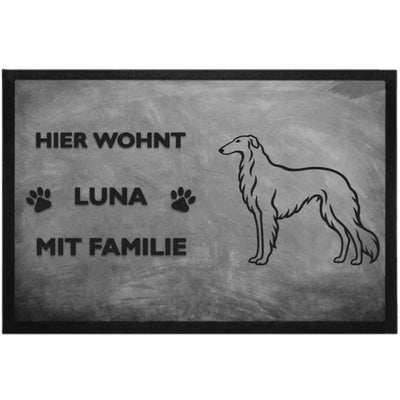 Fußmatte „Hier wohnt“ mit Barsoi-Motiv, Motiv 2