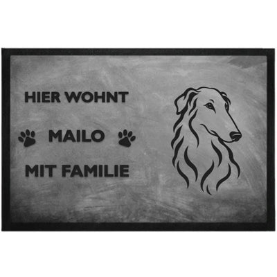 Fußmatte „Hier wohnt“ mit Barsoi-Motiv, Motiv 1