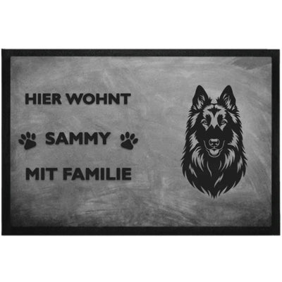 Fußmatte „Hier wohnt“ mit Groenendael-Motiv