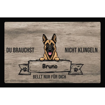 Fußmatte „Du brauchst nicht klingeln“ mit Belgischer Schäferhund Malinois-Motiv