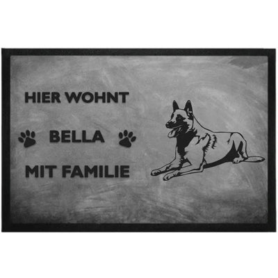 Fußmatte „Hier wohnt“ mit Belgischer Schäferhund Malinois-Motiv, Motiv 3