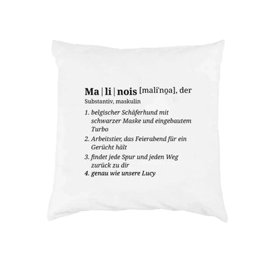 Wörterbuch-Kissen mit Belgischer Schäferhund Malinois-Motiv, Wörterbuch-Eintrag