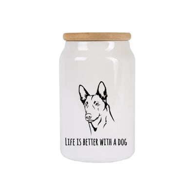 Leckerlidose mit Belgischer Schäferhund Malinois-Motiv, Handgezeichnet, Motiv 1