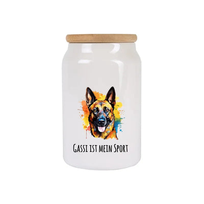 Leckerlidose mit Belgischer Schäferhund Malinois-Motiv, Pop Art