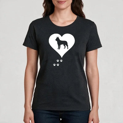 T-Shirt Herz mit Hund mit Belgischer Schäferhund Malinois-Motiv