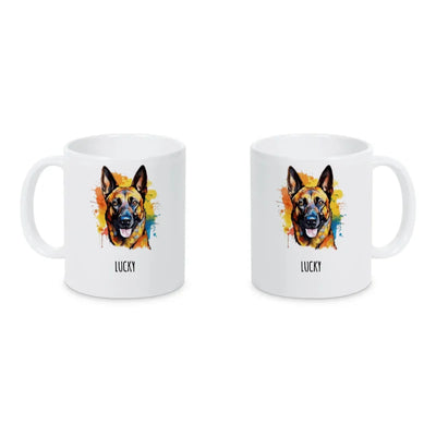 Keramiktasse mit Belgischer Schäferhund Malinois-Motiv