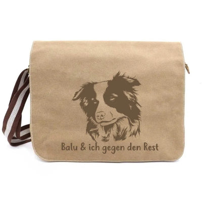 Messenger Bag mit Border Collie-Motiv, Kopf