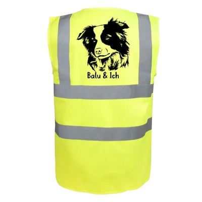 Classic Warnweste mit Border Collie-Motiv, Kopf