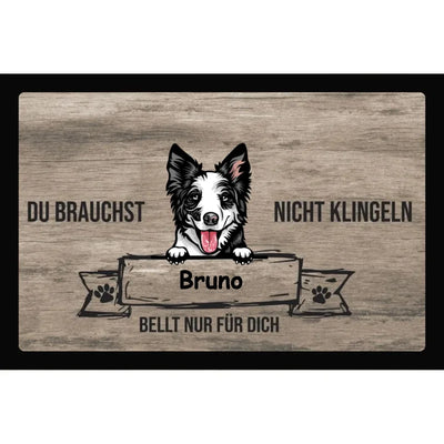 Fußmatte „Du brauchst nicht klingeln“ mit Border Collie-Motiv, Motiv 1