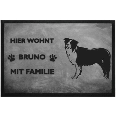 Fußmatte „Hier wohnt“ mit Border Collie-Motiv, Motiv 2
