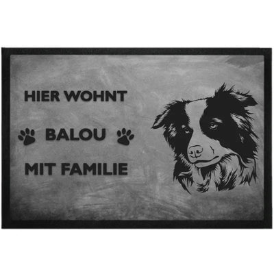 Fußmatte „Hier wohnt“ mit Border Collie-Motiv, Kopf