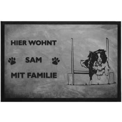 Fußmatte „Hier wohnt“ mit Border Collie-Motiv, Flyball