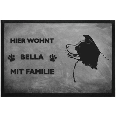 Fußmatte „Hier wohnt“ mit Border Collie-Motiv, Motiv 1