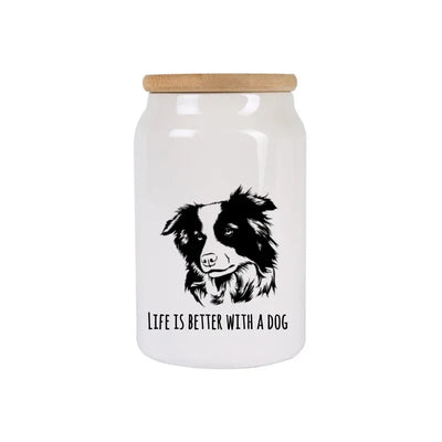 Leckerlidose mit Border Collie-Motiv, Handgezeichnet, Kopf