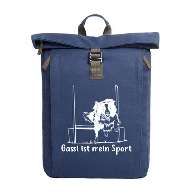 Rolltop-Rucksack mit Border Collie-Motiv, Flyball