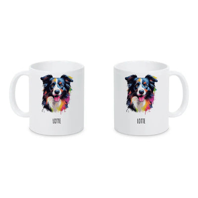 Keramiktasse mit Border Collie-Motiv, Pop Art