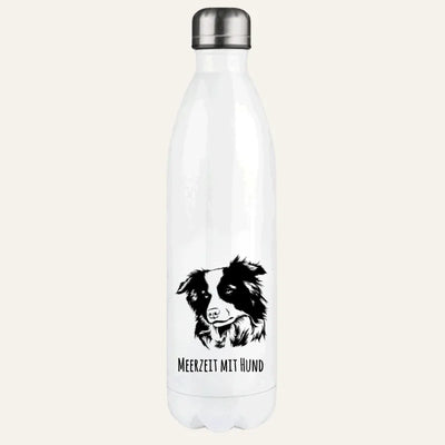 Thermosflasche mit Border Collie-Motiv, Handgezeichnet, Kopf