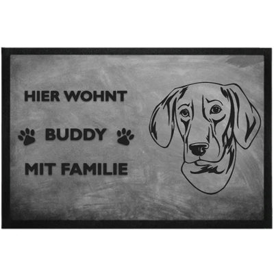 Fußmatte „Hier wohnt“ mit Braque de l'Ariège-Motiv