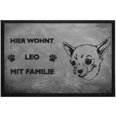 Fußmatte „Hier wohnt“ mit Chihuahua-Motiv, Kurzhaar 1