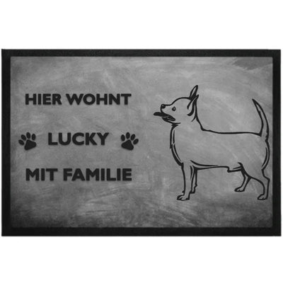 Fußmatte „Hier wohnt“ mit Chihuahua-Motiv, Motiv 1