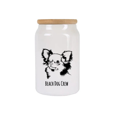 Leckerlidose mit Chihuahua-Motiv, Handgezeichnet, Langhaar