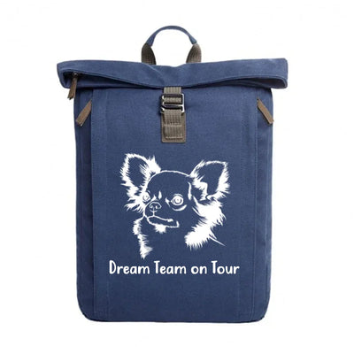 Rolltop-Rucksack mit Chihuahua-Motiv, Langhaar