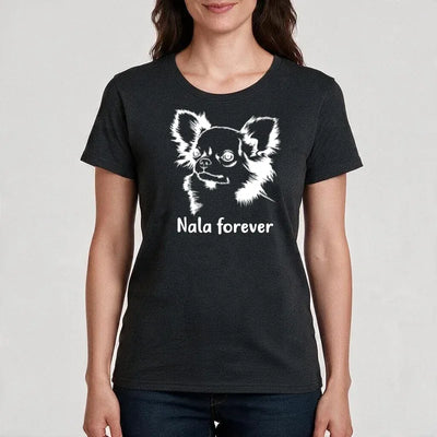 Premium T-Shirt mit Chihuahua-Motiv, Langhaar