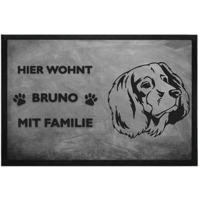 Fußmatte „Hier wohnt“ mit Deutsch Langhaar-Motiv