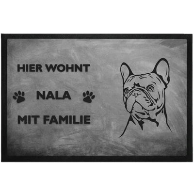 Fußmatte „Hier wohnt“ mit Französische Bulldogge-Motiv, Motiv 2