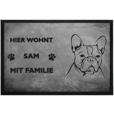 Fußmatte „Hier wohnt“ mit Französische Bulldogge-Motiv, Motiv 3