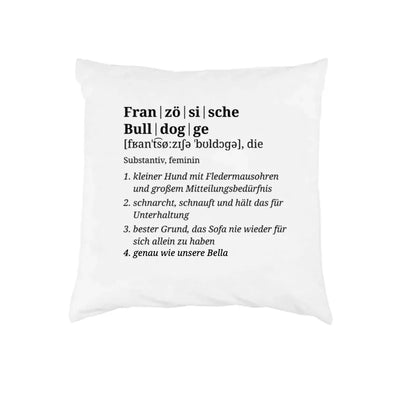 Wörterbuch-Kissen mit Französische Bulldogge-Motiv, Wörterbuch-Eintrag