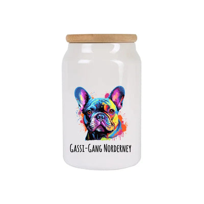 Leckerlidose mit Französische Bulldogge-Motiv, Pop Art