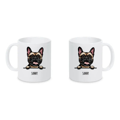 Keramiktasse mit Französische Bulldogge-Motiv, Stilporträt, Motiv 1