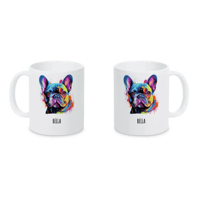 Keramiktasse mit Französische Bulldogge-Motiv, Pop Art