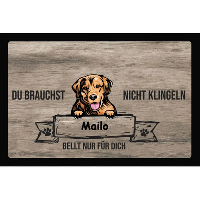 Fußmatte „Du brauchst nicht klingeln“ mit Golden Retriever-Motiv, Motiv 1