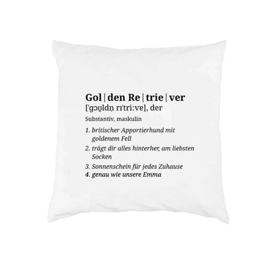 Wörterbuch-Kissen mit Golden Retriever-Motiv, Wörterbuch-Eintrag