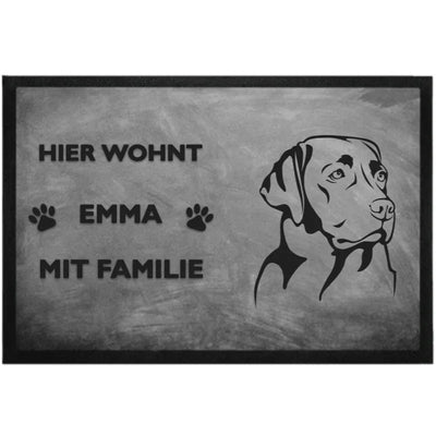 Fußmatte „Hier wohnt“ mit Labrador Retriever-Motiv, Motiv 1