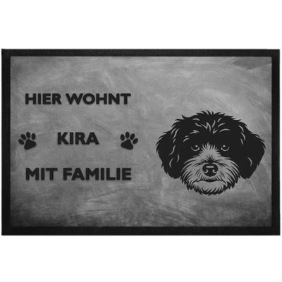 Fußmatte „Hier wohnt“ mit Maltipoo-Motiv