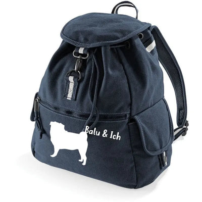 Canvas-Rucksack mit Mops-Motiv