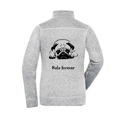 Fleecejacke mit Mops-Motiv, liegend