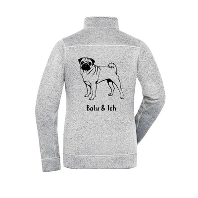 Fleecejacke mit Mops-Motiv, stehend