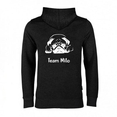 Hoodie mit Mops-Motiv, liegend