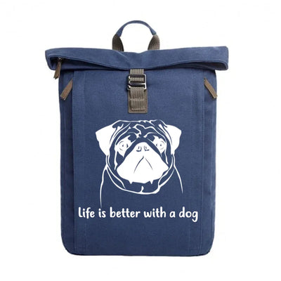Rolltop-Rucksack mit Mops-Motiv, Motiv 1