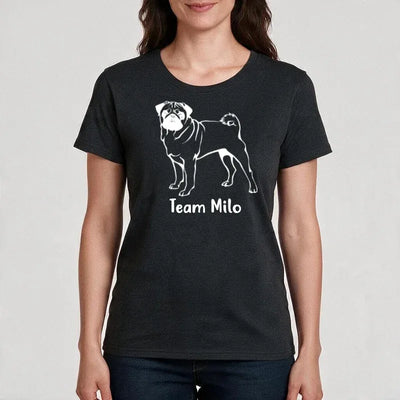 Premium T-Shirt mit Mops-Motiv, stehend