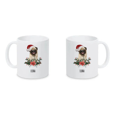 Weihnachtstasse mit Mops-Motiv, Weihnachten