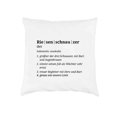 Wörterbuch-Kissen mit Riesenschnauzer-Motiv, Wörterbuch-Eintrag