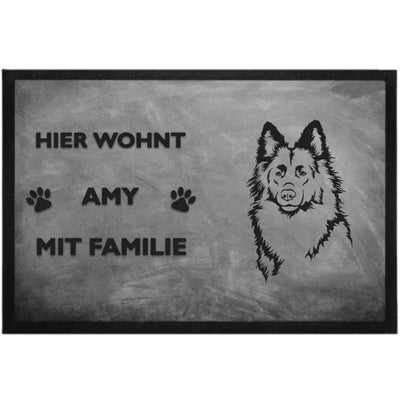 Fußmatte „Hier wohnt“ mit Schäferhund-Motiv, Altdeutscher