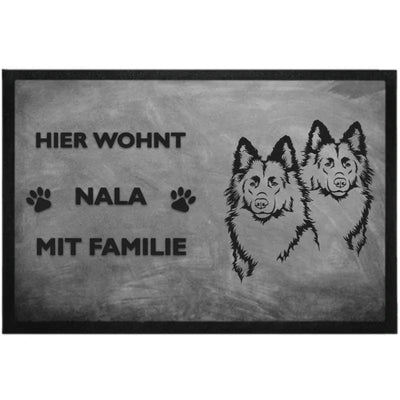 Fußmatte „Hier wohnt“ mit Schäferhund-Motiv, Altdeutscher zwei Köpfe