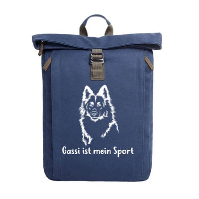 Rolltop-Rucksack mit Schäferhund-Motiv, Altdeutscher