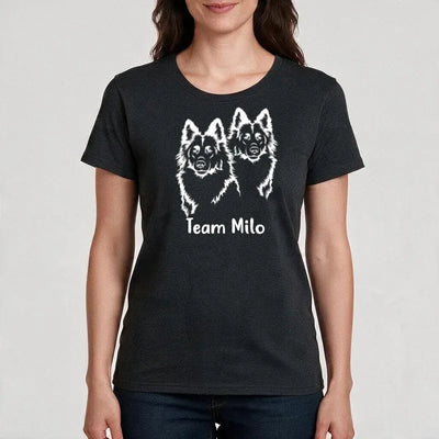 Premium T-Shirt mit Schäferhund-Motiv, Altdeutscher zwei Köpfe
